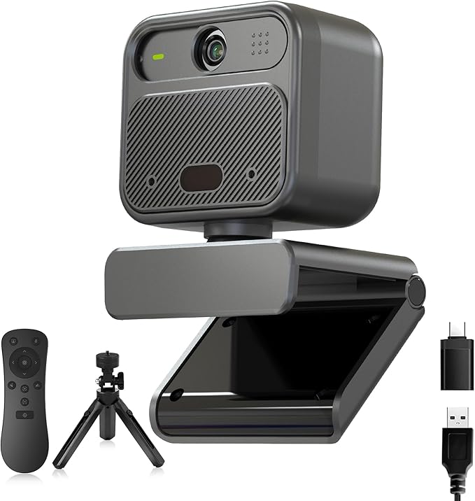 4K Webcam with 2 Microphone, Wide Angle PC Cameras with Mirror & Flip Funtion by SAYLAS