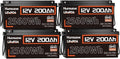 4PACK 12V 200Ah LiFePO4 Battery, Built-in 200A BMS, Rechargeable Deep Cycles by HumsiENK