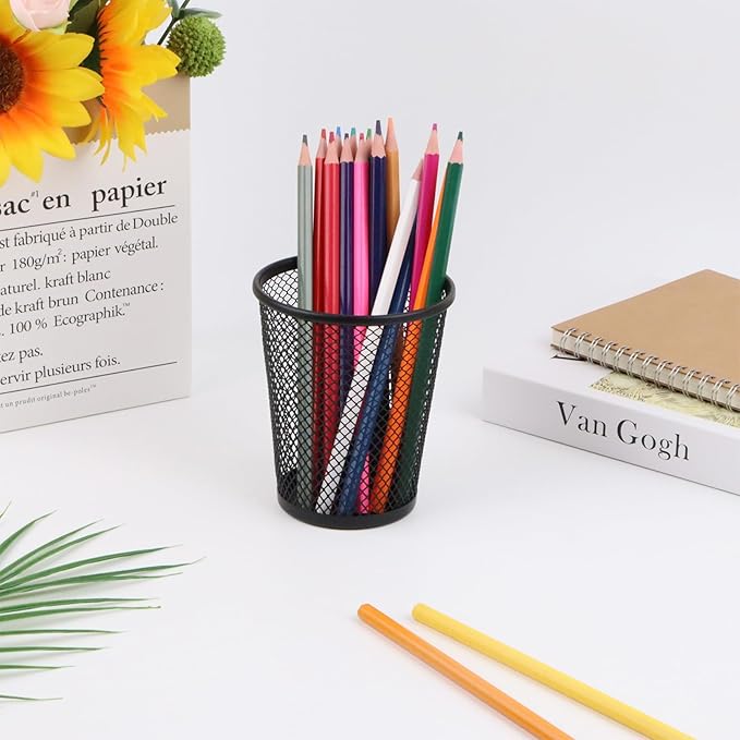 Desk Pencil Pen Holder, Wire Mesh Pen Cup Holder - Image 6