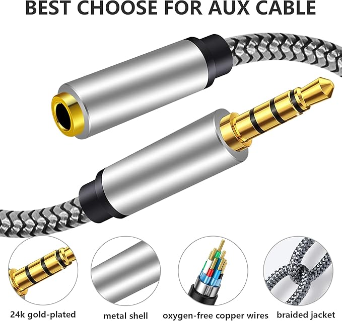 Male to Female Audio Cable 3Ft, Tan QY Male to Female - Image 4