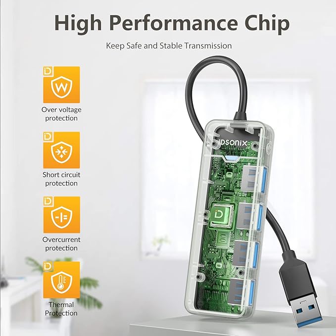 iDsonix USB 3.0 Hub 4-Port USB Splitter Ultra-Slim Multiport Extender - Image 4