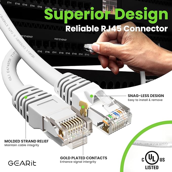 GEARit Cat 6 Ethernet Cable Cat6 Network Patch, Snagless Cord, Internet - Image 4