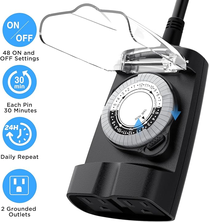 G-ELEK Outdoor Timer Outlet Waterproof, 24 Hour Outdoor Light Timer, Timers - Image 3