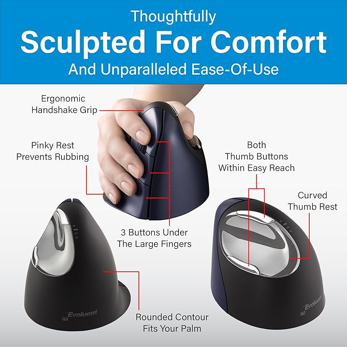 Evoluent – Inventor of the Vertical Mouse – VM4RW Ergonomic Vertical Mouse - Image 5