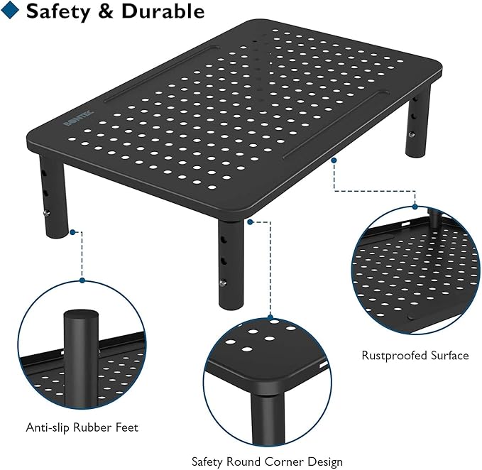 BONTEC 2 Pack 3 Height Adjustable Monitor Stand Riser - Image 5