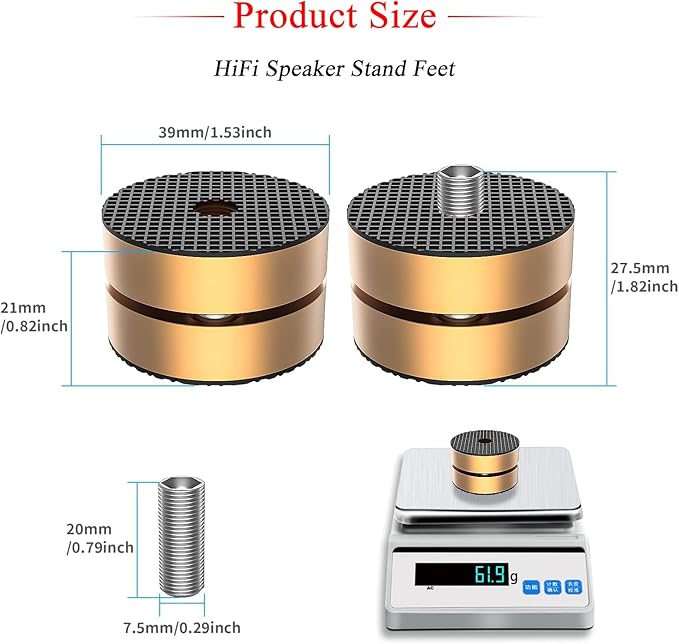 Audiocrast HiFi Speaker Spikes Stand Feet Shock Absorber Feet Pads Isolation - Image 6