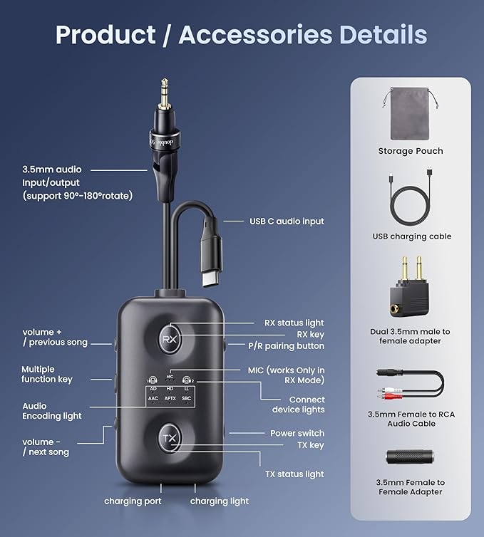 Unique Design Bluetooth 5.4 Transmitter Receiver - Image 9