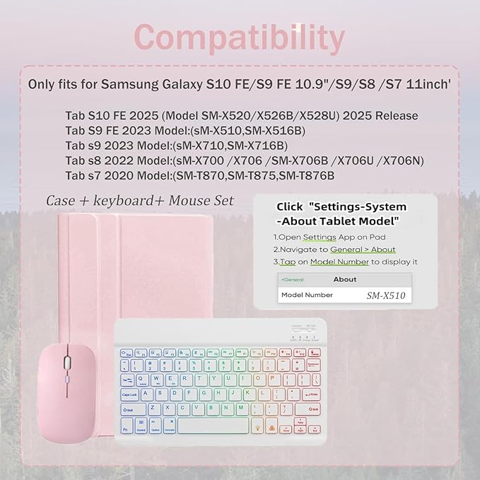 Keyboard Case for Samsung Galaxy Tab S10 FE / S9 FE 10.9 inch/Tab S9 / S8 / S7 - Image 2