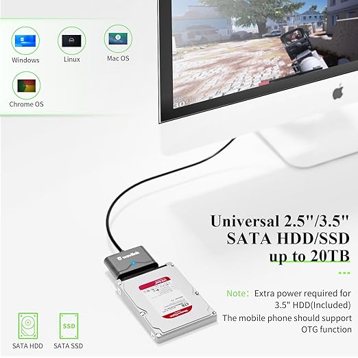 WAVLINK SATA to USB Type-A Hard Drive Cable, 5Gbps USB3.0 to Sata Cable Support - Image 4
