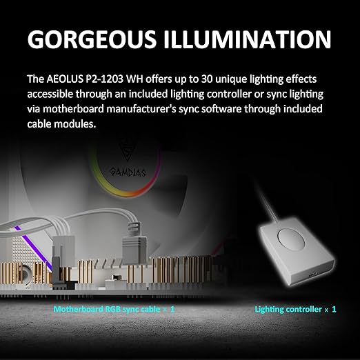GAMDIAS AEOLUS P2-1203 120mm ARGB PWM Fan, Include Reverse Fan Blade x3 & - Image 10