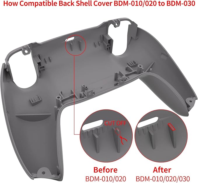 eXtremeRate White & Gray Performance Rubberized Grip Custom Back Plate Bottom - Image 5