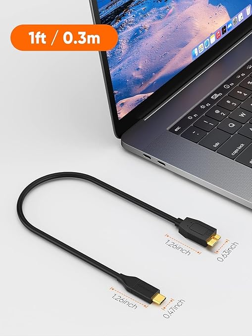 CableCreation 1FT*2 USB C to Micro B Cable, 10Gbps Speed External Hard Drive - Image 2