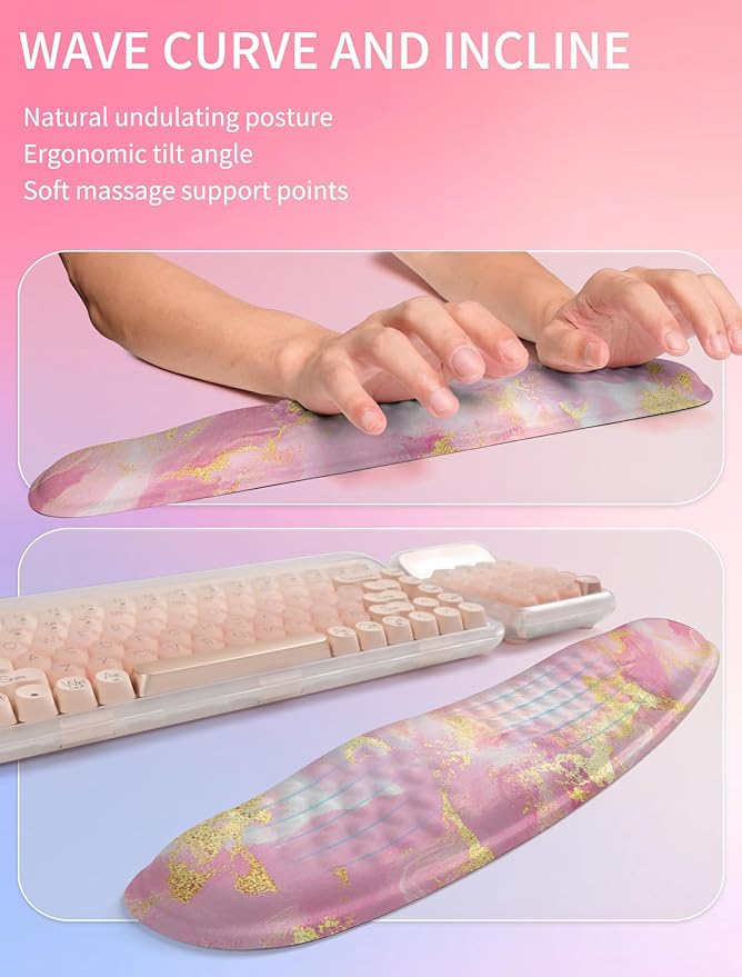 Hokafenle 2in1 Combination, Wave Keyboard Wrist Rest and Ergonomic Curvature - Image 2