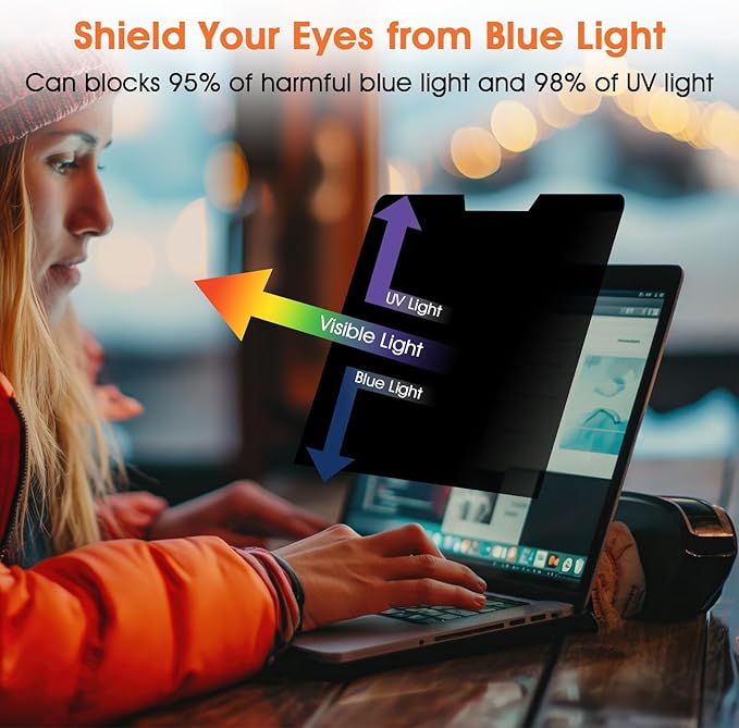 Magnetic Laptop Privacy Screen 14 Inch 16:9 Display- Removable Anti-Glare Blue - Image 5