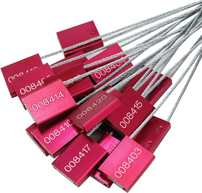 Leadseals 200 Red Steel Cable Seals Metal Security Tag Numbered Truck Trailer by LeadSeals