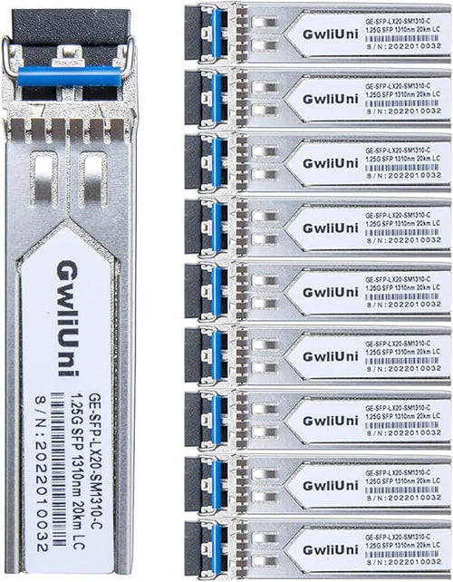 10Pcs 1.25G Single Mode SFP Fiber Module Network Transceiver, LX SM 1310nm 20km by GwliUni
