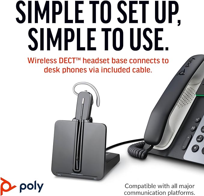 Poly CS540 Wireless DECT Headset – Single Ear Convertible – Connects to Desk - Image 4