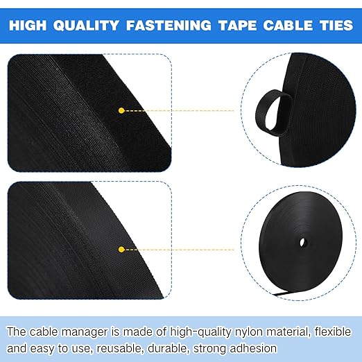 WILLBOND 3/4 Inch x 300ft Fastening Tape Cable Ties Reusable Fastening Nylon - Image 3