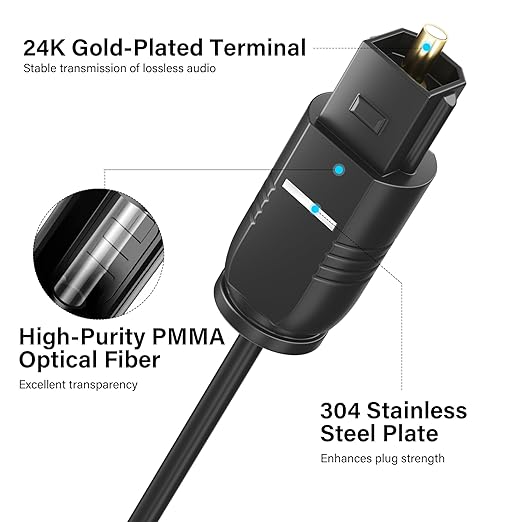 Adoreen Ultra-Thin Slim Digital Optical Audio Cable 25FT, Fiber Optic SPDIF - Image 3