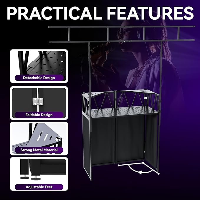 Portable DJ Booth, Foldable DJ Table Stand - Image 2