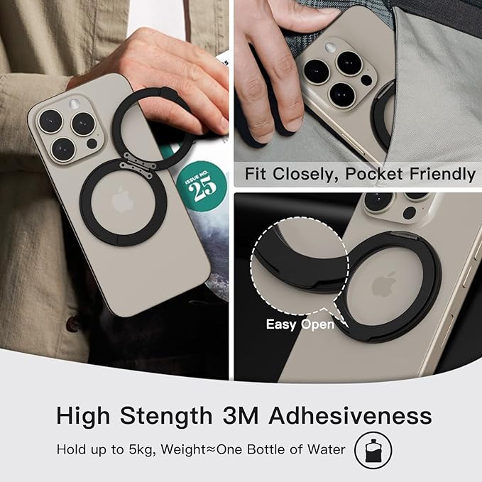 COOLQO 1Pc 360 Spin Cell Grip Ring Phone Stand Magnetic Holders - Image 4