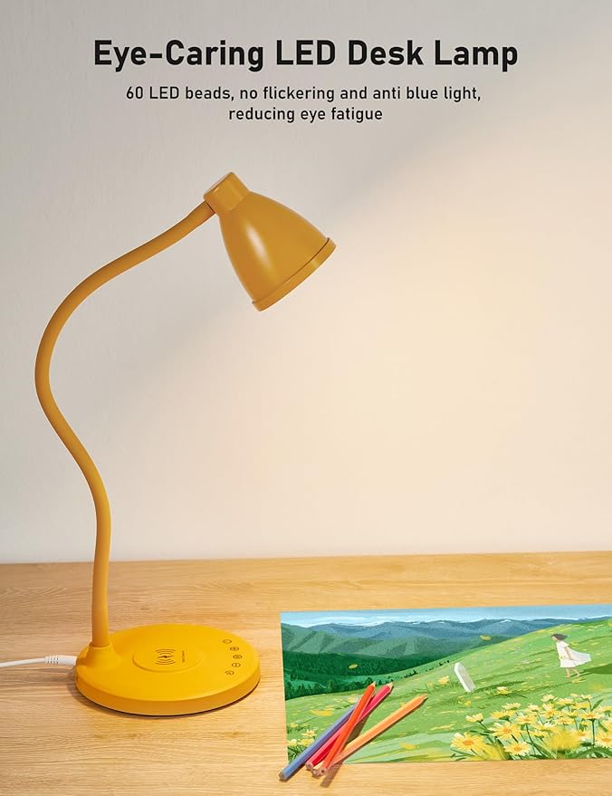 BOHON LED Desk Lamp with USB C+A Charging Ports Wireless Charger, 5 Colors - Image 5