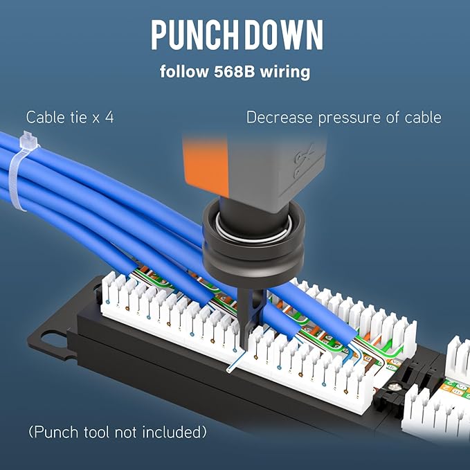 Iwillink 10Gbps Cat6A Patch Panel 24 Port, RJ45 Patch Panel UTP 19-Inch - Image 6
