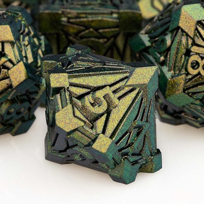 7PCS Metal DND Dice Set with Box, Debris RPG D and D Dice - Image 4