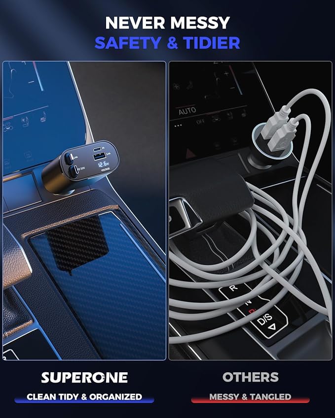 Retractable Car Charger 4 in 1 Fast Car Phone Charger Adapter - Image 5