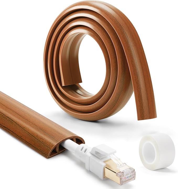 Floor Cord Cover 4ft, Cord Hider Floor Brown Walnut Wood, Cable Management - Image 4