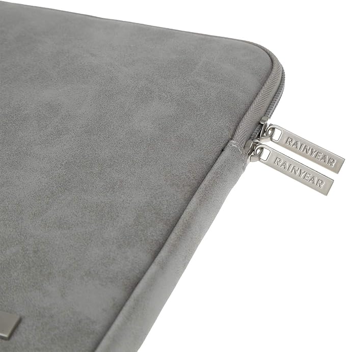 RAINYEAR 15.6 Inch Laptop Sleeve Protective Case PU Suede Leather Zipper Padded - Image 5