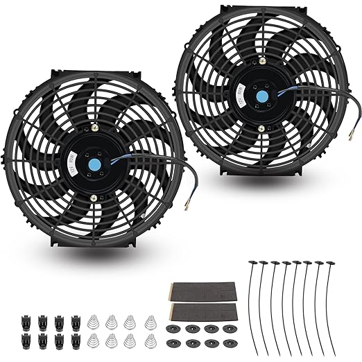 2PCS 12 Inch Universal Slim Fan Push Pull Electric Radiator Cooling 12V 80W by FSBCGT