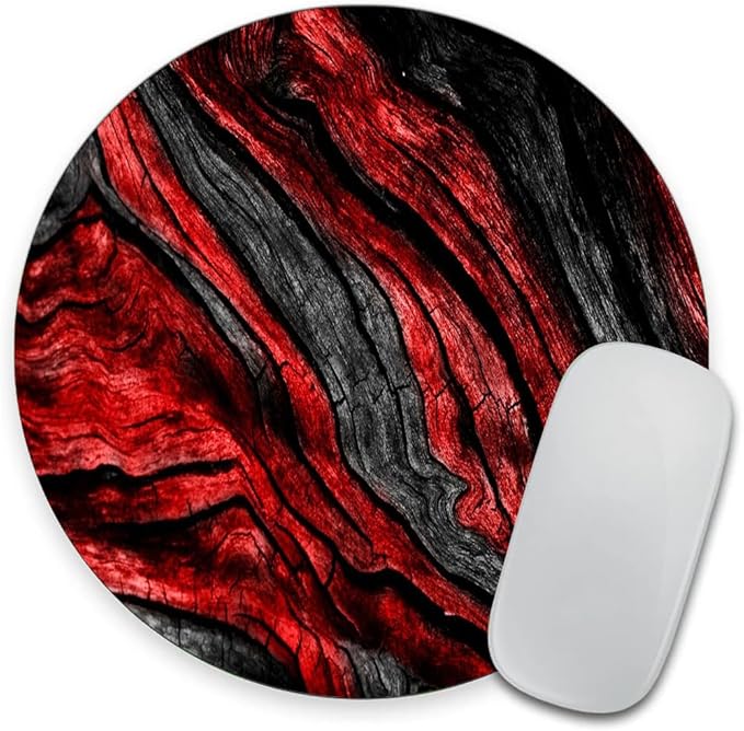 and Red Woodgrain Round Mousepad, Personalized Custom Design Mouse Pads - Image 5
