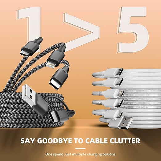 Multi Charging Cable 5 in 1, Nylon Braided USB C Multiple Charger Cord - Image 6