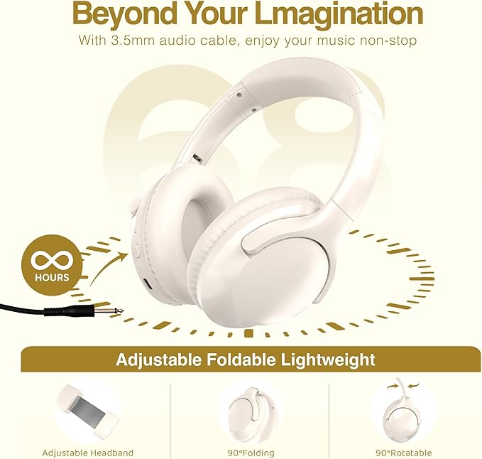 MIDOLA Bluetooth Headphones Over Ear 68H Playtime 6 EQ Wireless Headset - Image 6
