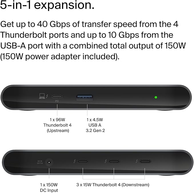 Belkin Connect Thunderbolt 4 Docking Station, 5-in-1 USB-C Multiport Core Hub - Image 2