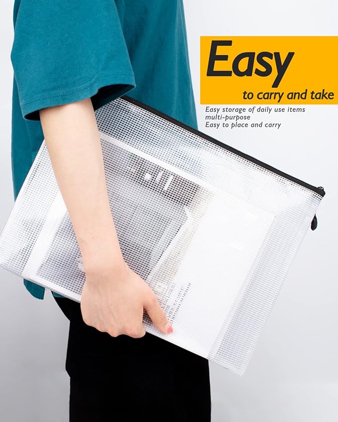 SUNEE Plastic Mesh Zipper Pouch 7x11 in, Small Water-Resistant Zip Bag - Image 7