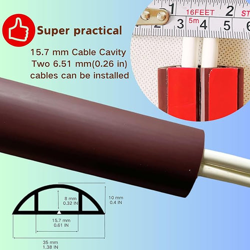 10ft Floor Cord Cover Self Adhesive Cord Hider Floor, Heavy Duty Cable Protector - Image 2