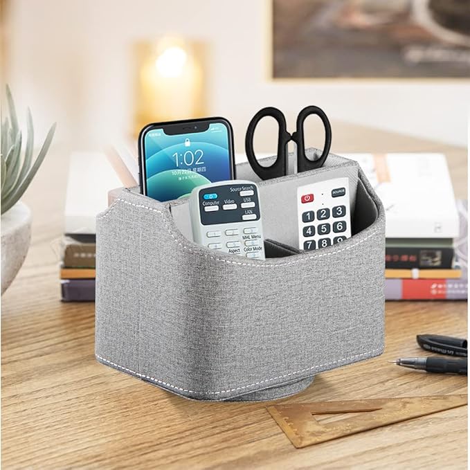 Fanousy 360° Rotating Remote Control Holder, PU Leather TV Remote Caddy - Image 6