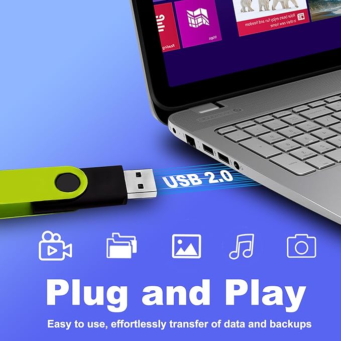 8GB USB Flash Drive 20 Pack Bulk USB Thumb Drive Swivel Zip Drive USB 2.0 Flash - Image 3