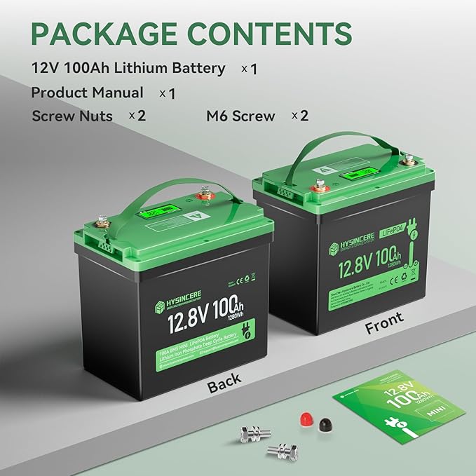 12V 100Ah LiFePO4 Lithium Battery, Mini Deep Cycle Rechargeable LiFePO4 Battery - Image 8