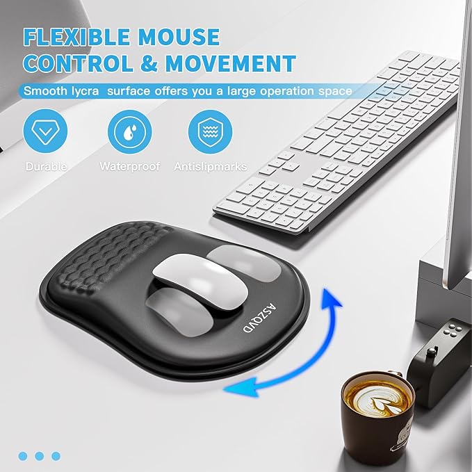 Mouse Pad with Wrist Rest, Ergonomic Mousepads with Wrist Support, Soft Lycra - Image 6