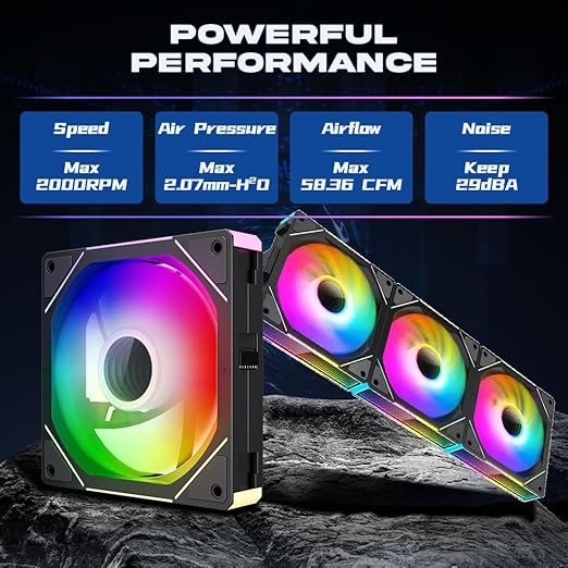 Jungle Leopard Interstellar V1 120mm PC Reverse Blade Case Fan, Infinity Mirror - Image 3
