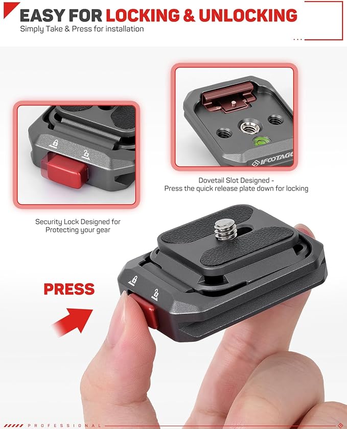 IFOOTAGE Q38 Quick Release Plate, Camera Quick Release, Tripod Mount Quick - Image 2