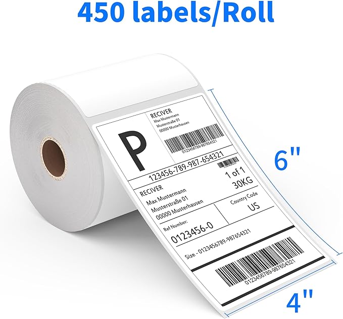 FungLam 4"x6" Direct Thermal Shipping Labels, 450 Labels Per Roll, 12 Rolls - Image 2