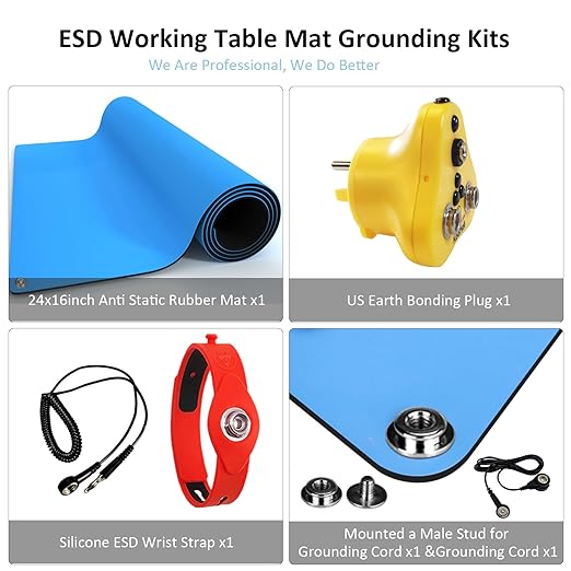 KooMall 24 x 16 Inch ESD Rubber Mat Kits, Anti Static Table Floor Pad - Image 6