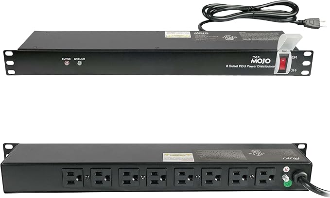 Tecmojo 1U Rack-Mount Horizontal 8-Outlet Power Strip UL Listed PDU by Tecmojo