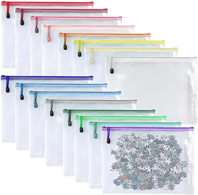 Oaimyy-16Pcs, Mesh Zipper Pouch Document Folders Bag & Plastic Zip File Folders by Oaimyy