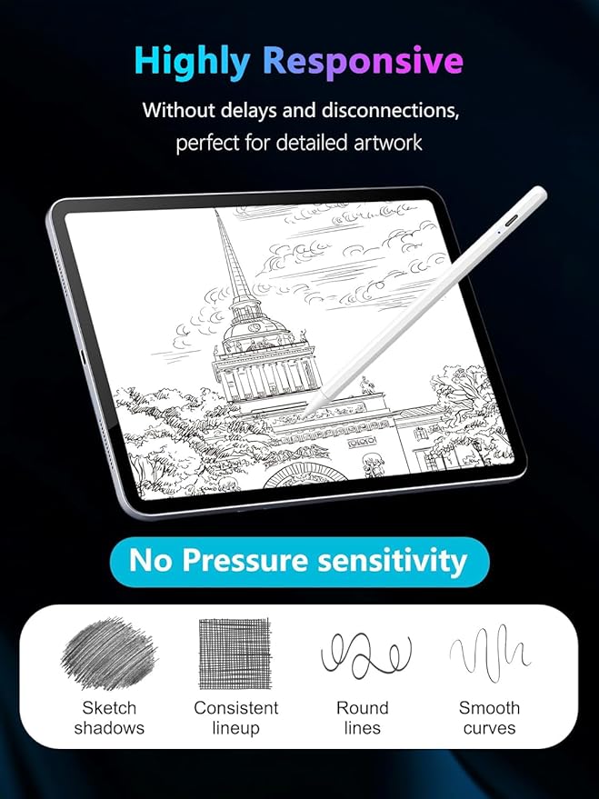 Stylus Pen for Apple iPad, Sensitivity Palm Rejection Fast Charge Stylus Pencil - Image 6