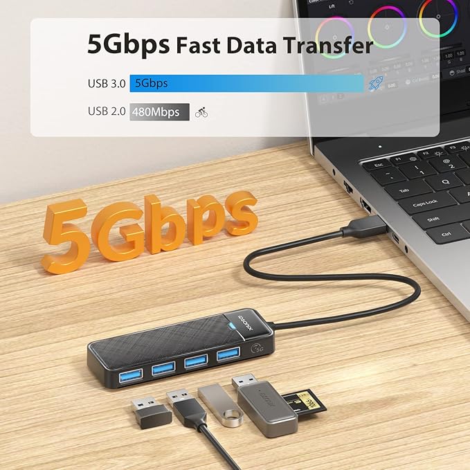 iDsonix USB 3.0 Hub 4-Port USB Splitter Ultra-Slim Multiport Extender - Image 6